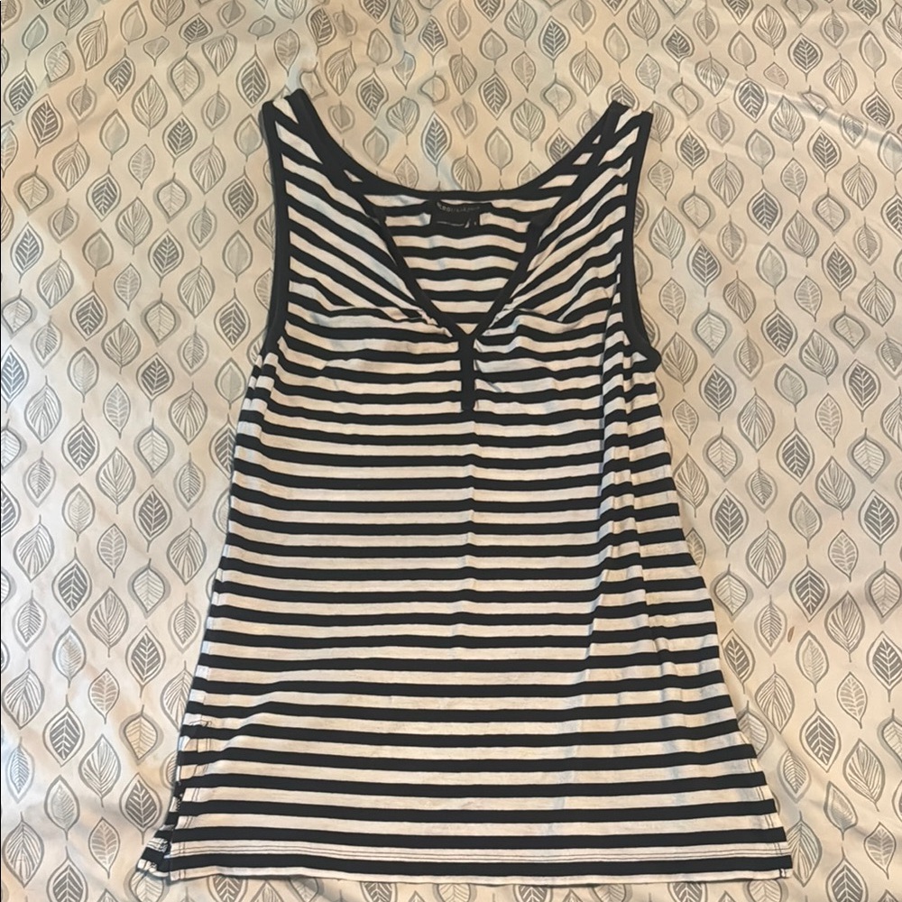 BCBGMaxAzria Black and White Striped Tank Top